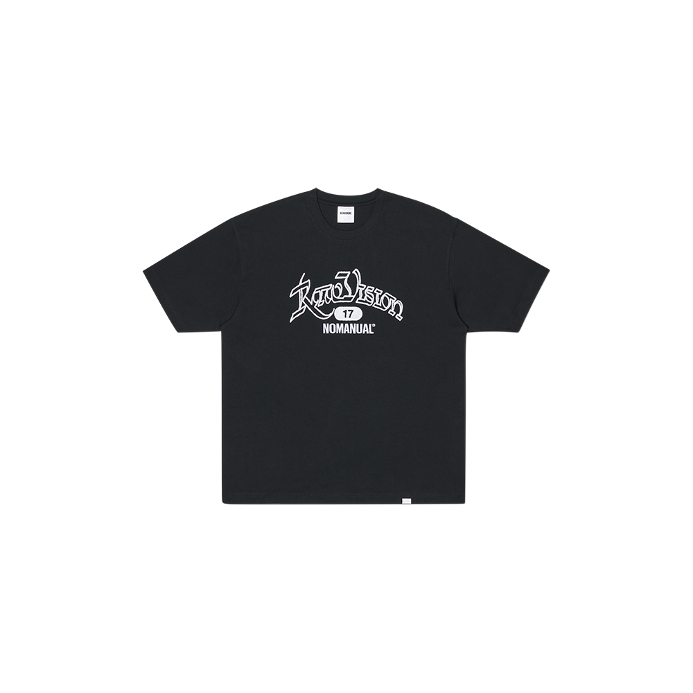 노매뉴얼 로우 체인 스티치 티셔츠 블랙(NOMANUAL Raw Chain Stitched T-shirt Black) - 1