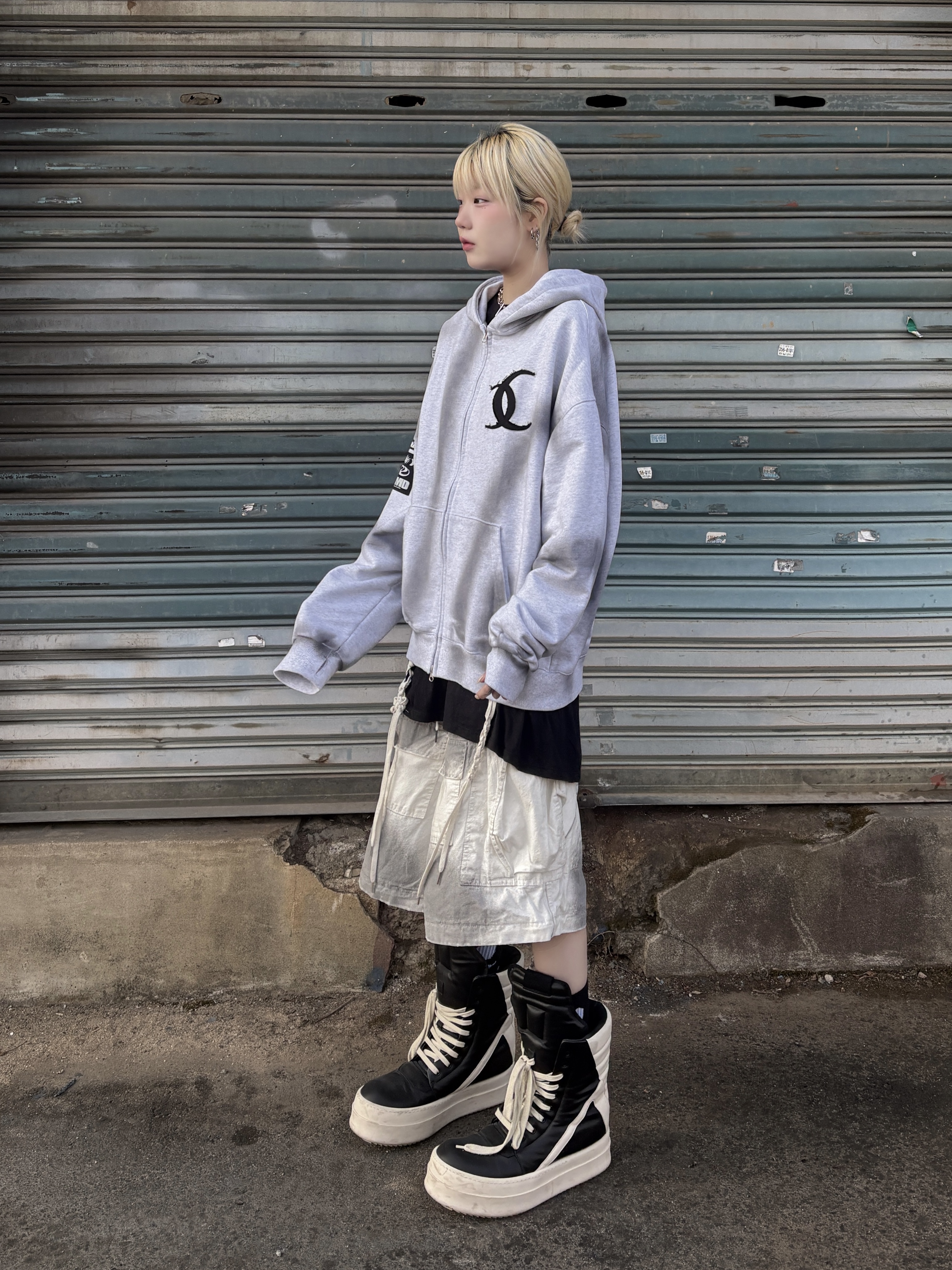 Rick Owens Mega Bumper Geobasket Black Milk 착용 스타일 - 2