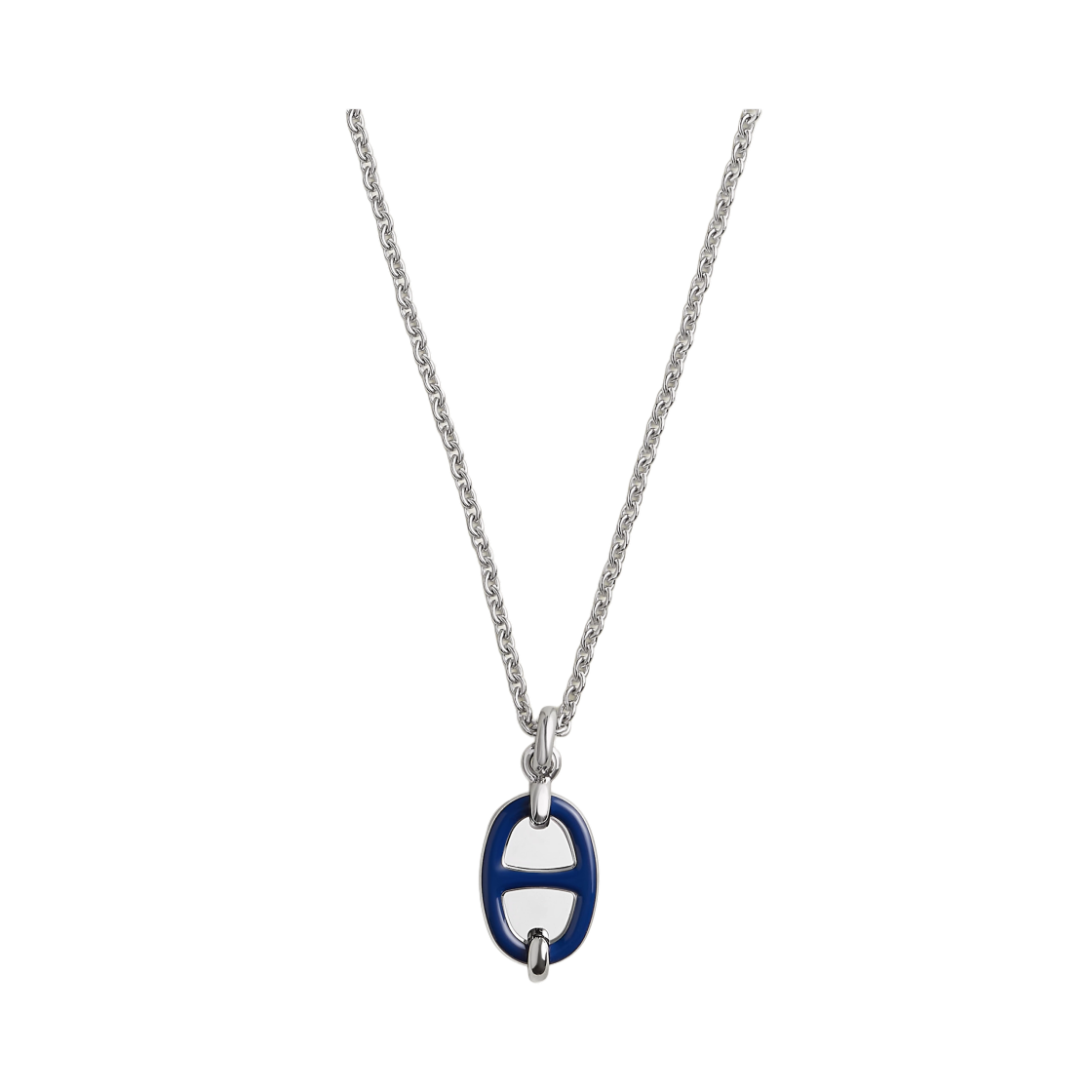 (W) 에르메스 미니 마이옹 펜던트 스몰 모델 & 팔라듐 하드웨어 블루 사피흐((W) Hermes Mini Maillon Pendant Small Model & Palladium Bleu Saphir) - 1