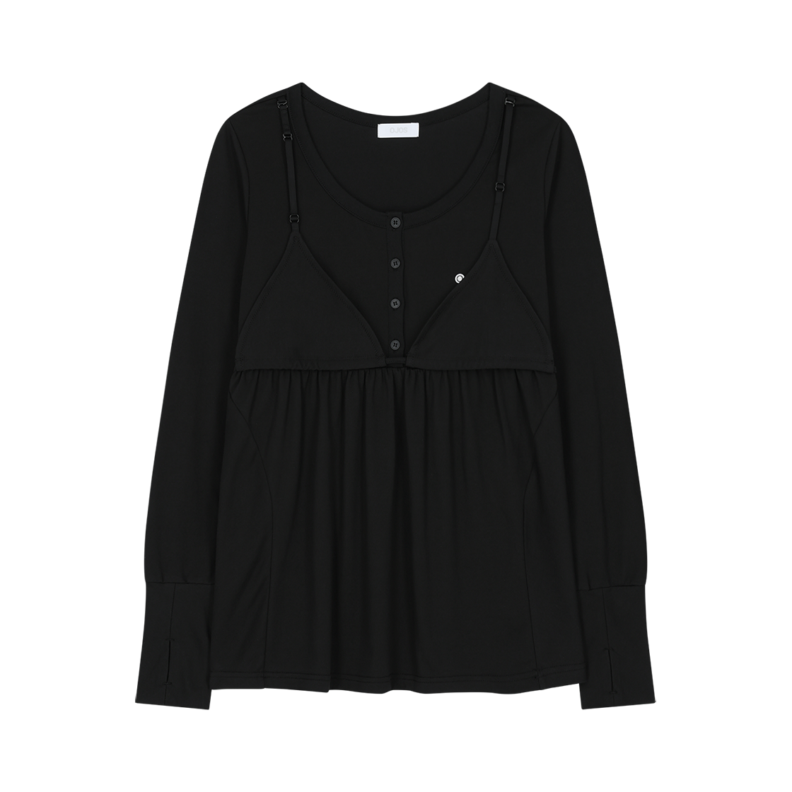 오호스 레이어드 브라 플레어 탑 블랙(OJOS Layered Bra Flare Top / Black)