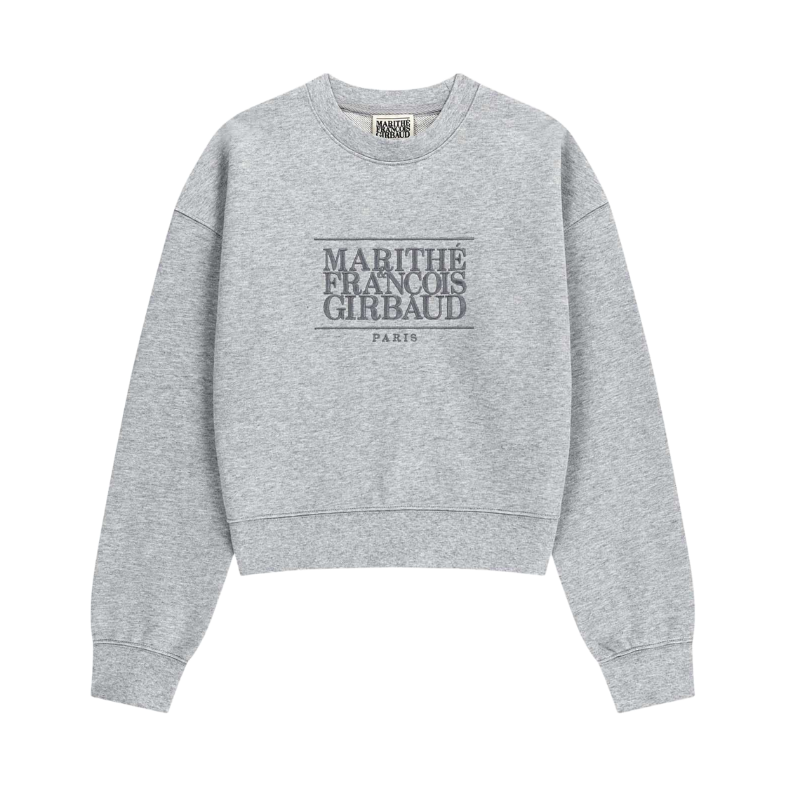 - (W) Marithe Francois Girbaud Classic Logo Crop Sweatshirt Heather Gray