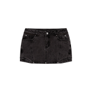 OJOS Button Denim Mini Skirt / Charcoal