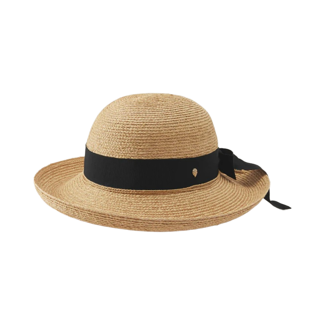 HAT52470 (W) Helen Kaminski Newport Raffia Braid Hat Natural Midnight