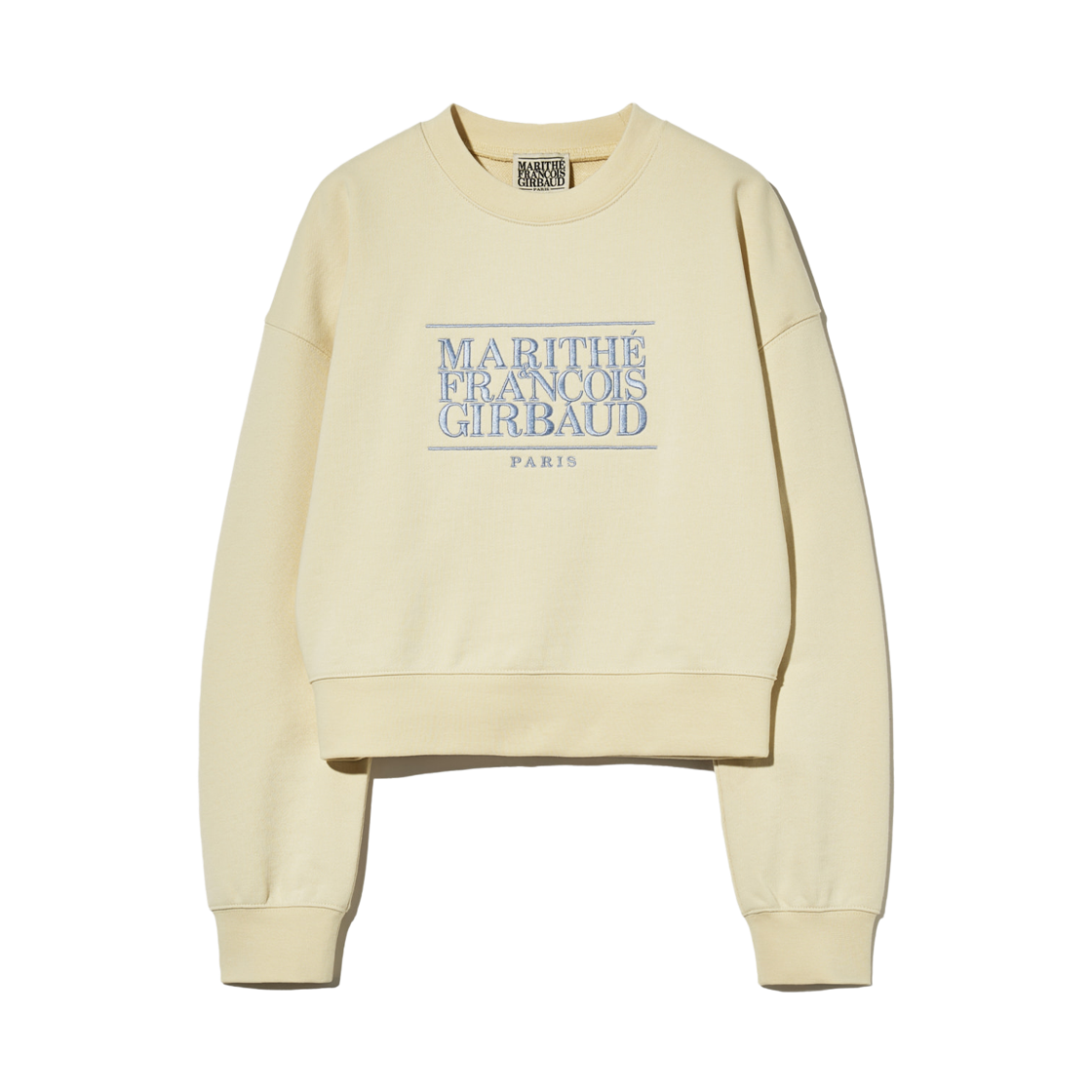 - (W) Marithe Francois Girbaud Classic Logo Crop Sweatshirt Cream