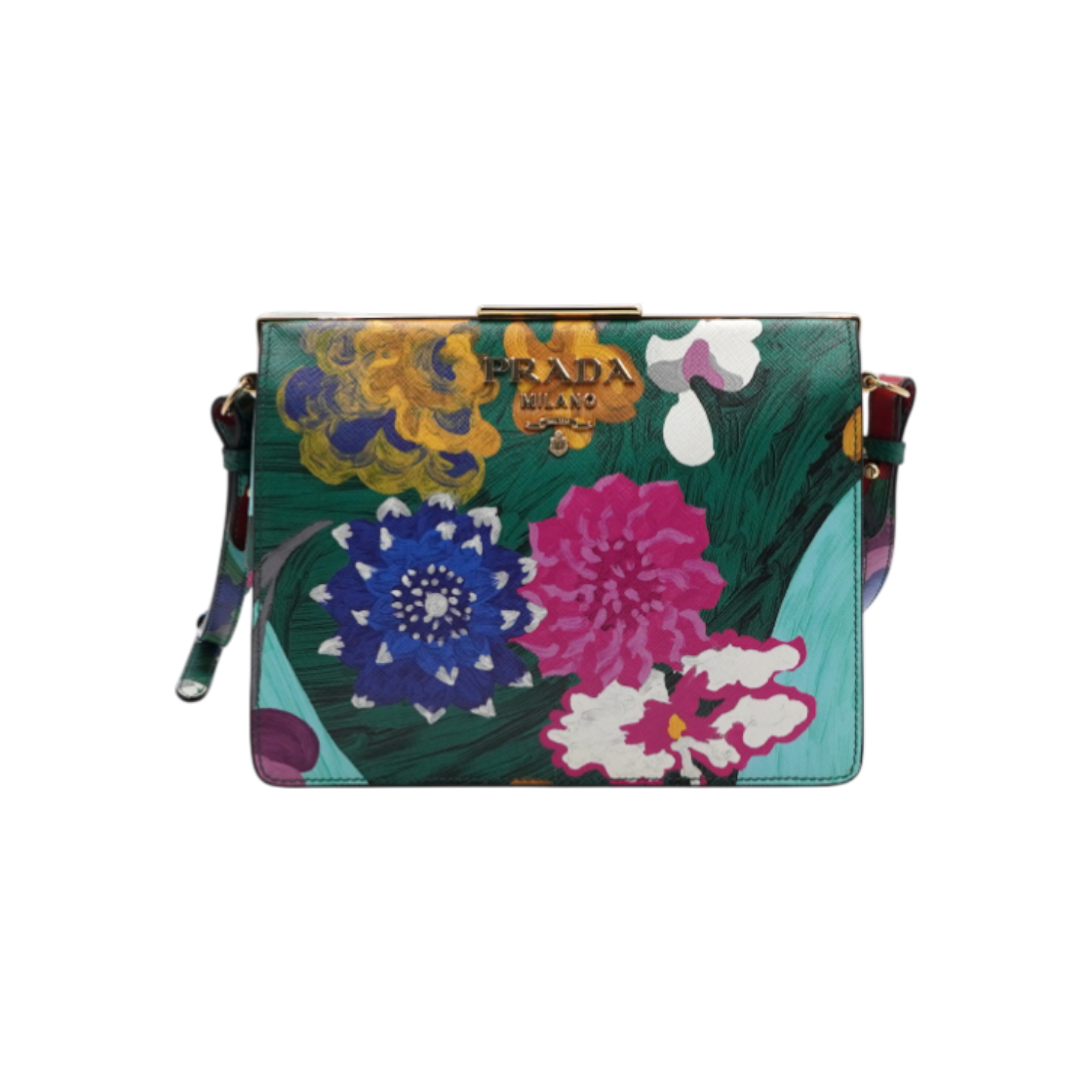 프라다 1BC046 멀티컬러 사피아노 플라워 패턴 금장 라이트플레임 숄더백 겸 크로스백aa61033(Prada Multi-Color Saffiano Flower Pattern Light Frame Shoulder and Crossbody Bag) - 1