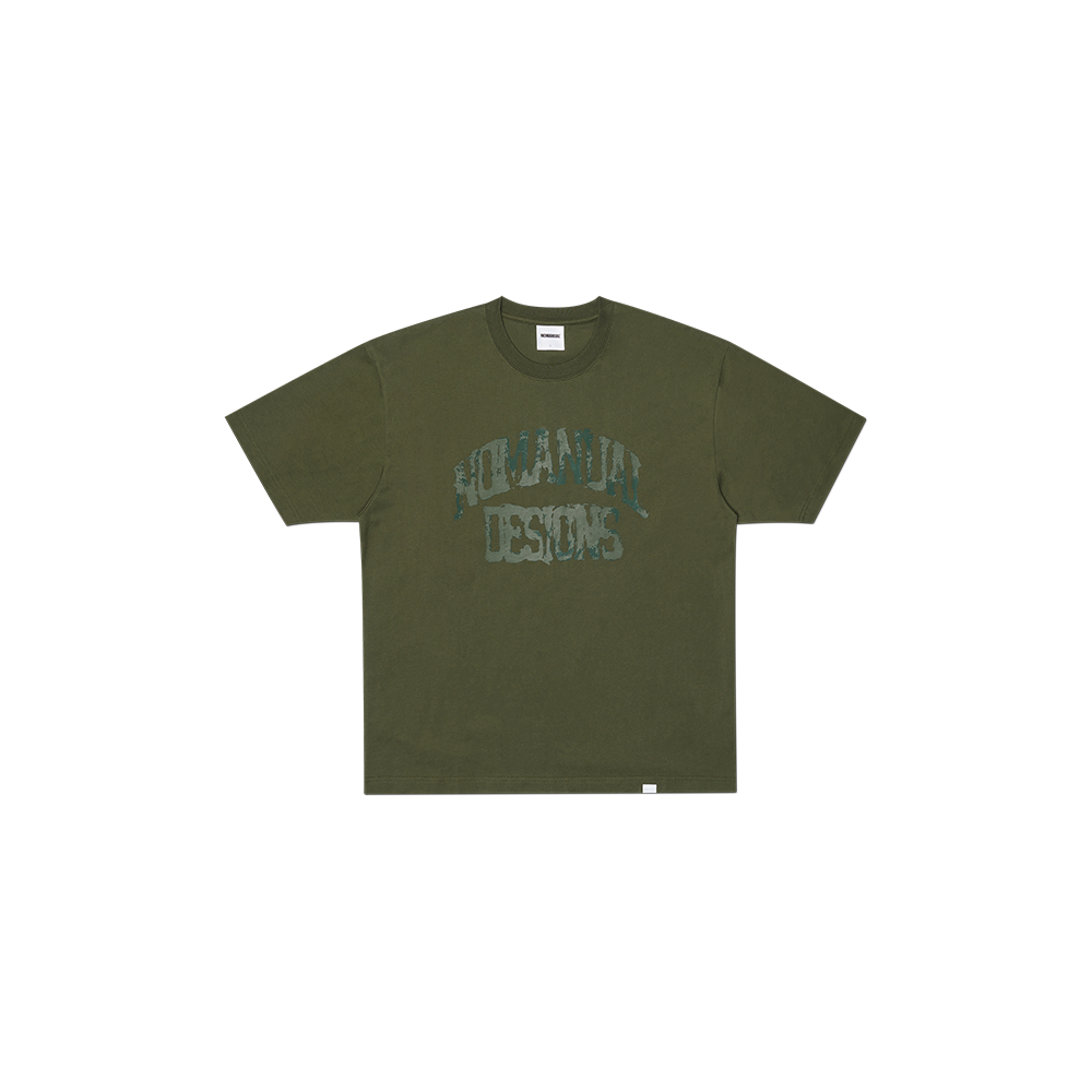 NMSS62TS06KHA NOMANUAL Smear Arch Logo T-shirt Khaki