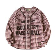 Kapital Fancy Tweed Great Kountry Baseball Long Sleeve Shirt Pink