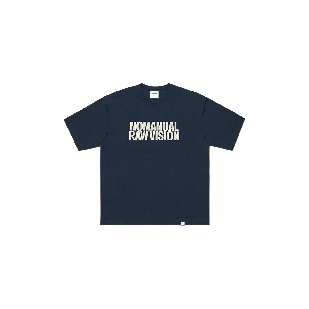NMSS62TS18DNY NOMANUAL Rough Texture Print T-Shirt Dark Navy