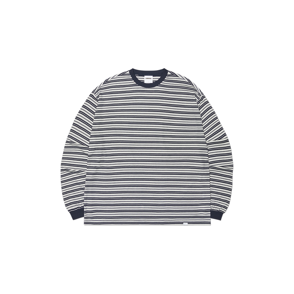 노매뉴얼 오프빗 스트라이프 롱 슬리브 티 블랙(NOMANUAL Offbeat Stripe Long Sleeve Tee Black)