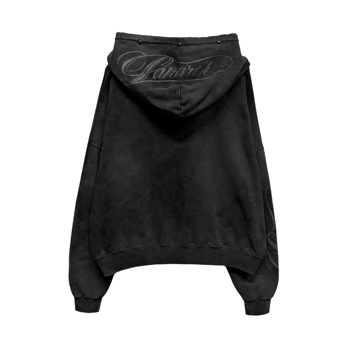 랜 아카이브 0112 빈티지 워시드 스터드 로고 집업 후디 - 차콜(LAN ARCHIVE 0112 Vintage Washed Stud Logo Zip-up Hoodie - Charcoal) - 2