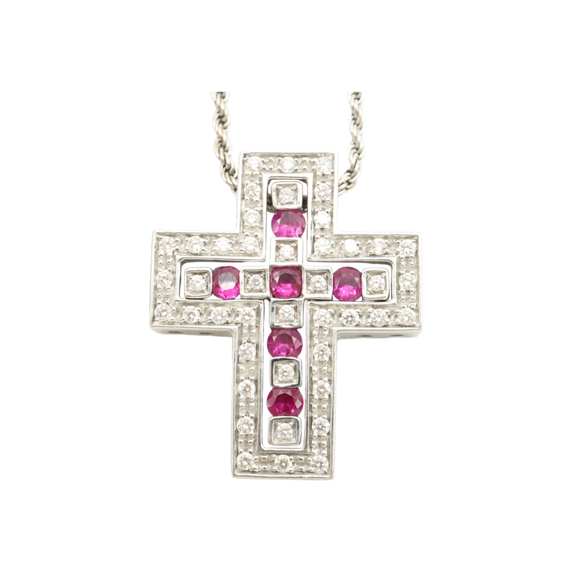 다미아니 20073459 18K 화이트 골드 0.42캐럿 다이아 루비 벨에포크 네크리스 목걸이(Damiani 18K White Gold 0.42 Carat Diamond and Ruby Belle Epoque Necklace)