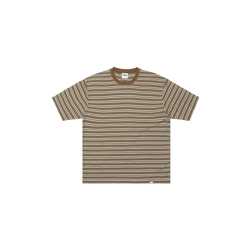 노매뉴얼 오프빗 스트라이프 티셔츠 브라운(NOMANUAL Offbeat Stripe T-Shirt Brown)