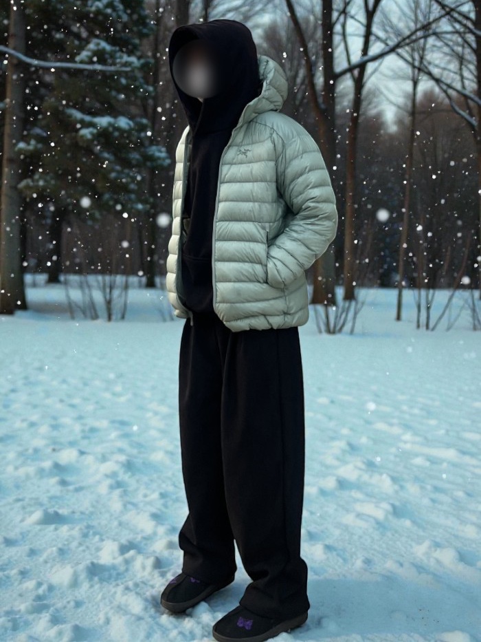 Arc'teryx Cerium Hoody Stone Green, Reebok x Needles Beatnik Moc Core Black Extreme Purple 착용 스타일