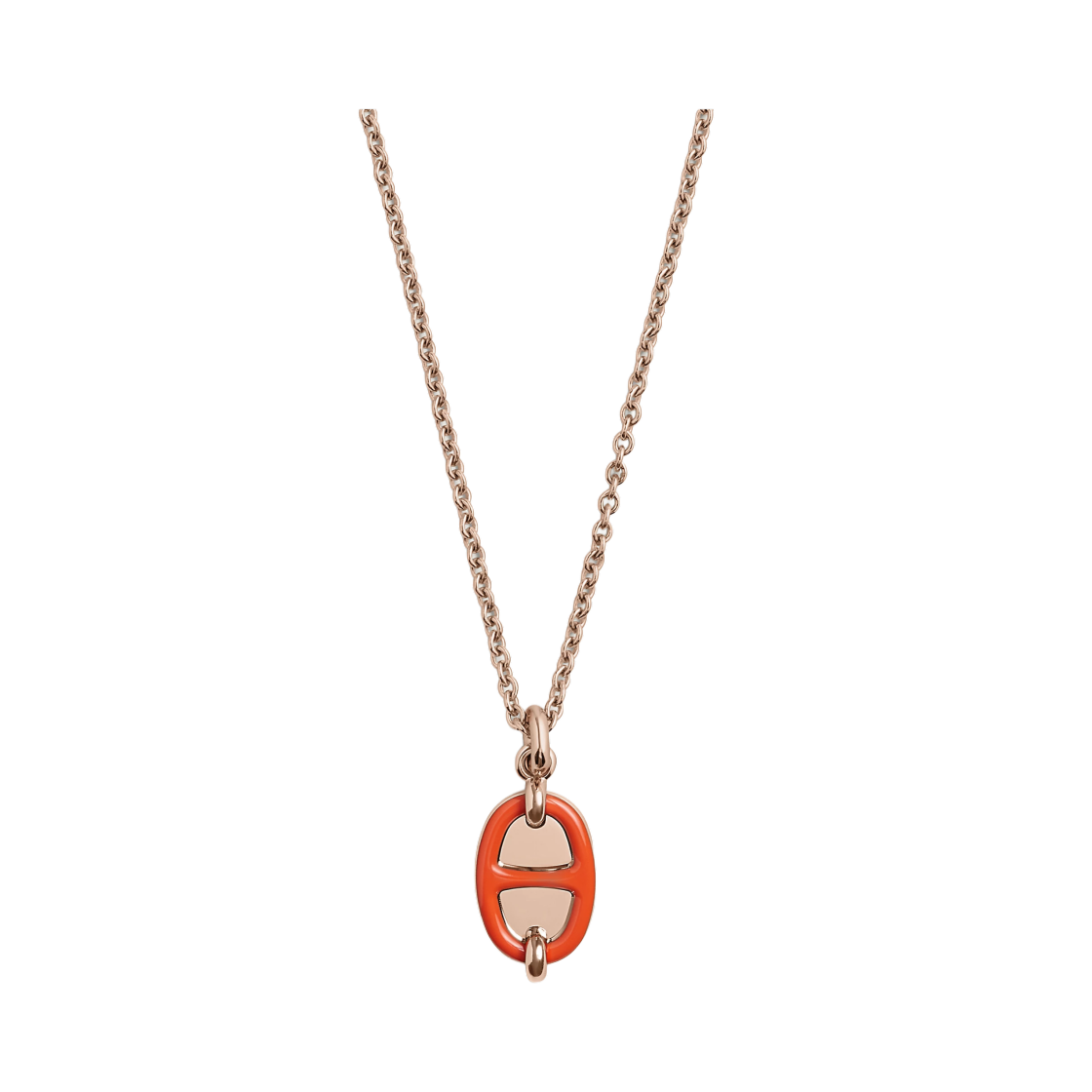 H100053FOD1 (W) Hermes Mini Maillon Pendant Small Model & Rose Gold Orange Passion