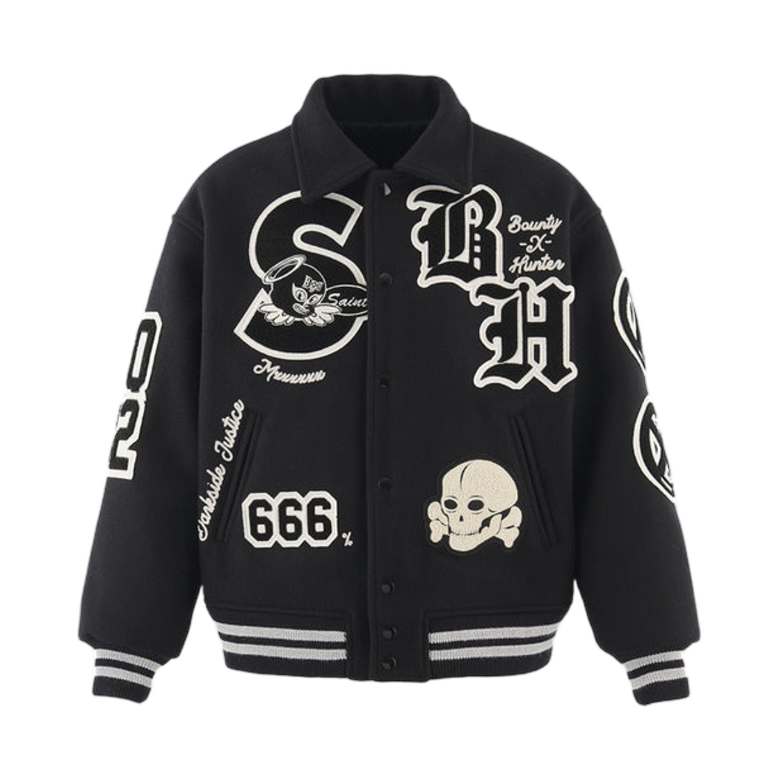 세인트 마이클 x 바운티 헌터 세인티 헌터 바시티 자켓 블랙 - 26SS(Saint Mxxxxxx x Bounty Hunter Sainty Hunter Varsity Jacket Black - 26SS) - 2