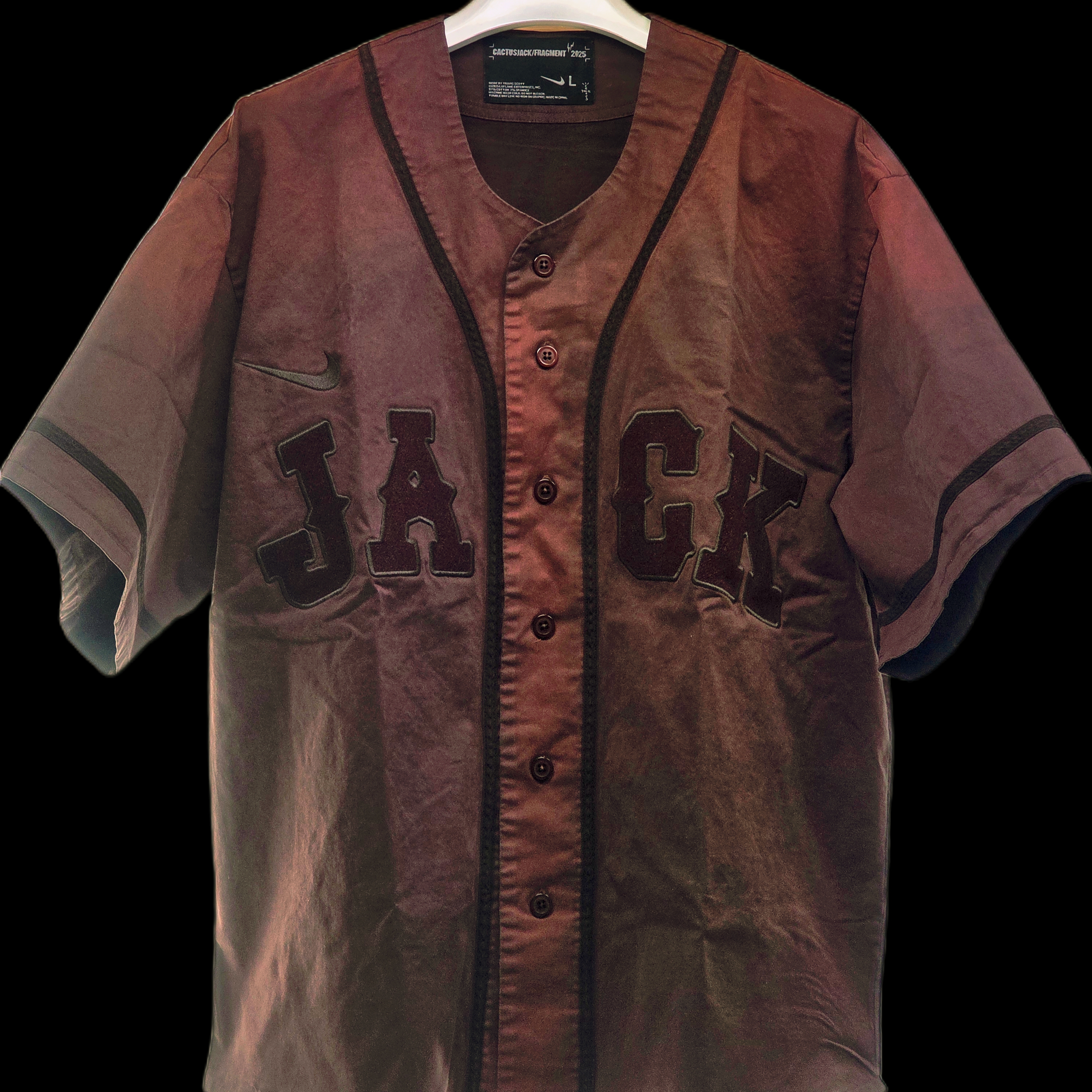 Travis Scott Cactus Jack x Fragment x Nike Tokyo Jack Retro Baseball Jersey Brown 착용 스타일 - 4