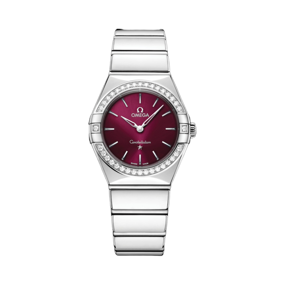 (W) 오메가 컨스텔레이션 쿼츠 28mm 스틸 버건디 다이아몬드((W) Omega Constellation Quartz 28mm Steel Burgundy Diamond) - 1