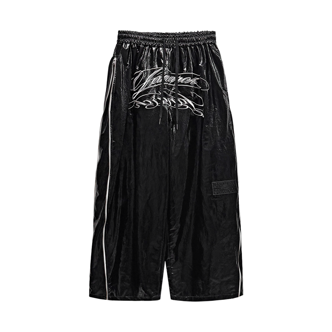랜 아카이브 0115 글로시 사이드 지퍼 트랙 팬츠 - 블랙(LAN ARCHIVE 0115 Glossy Side Zipper Track Pants - Black)