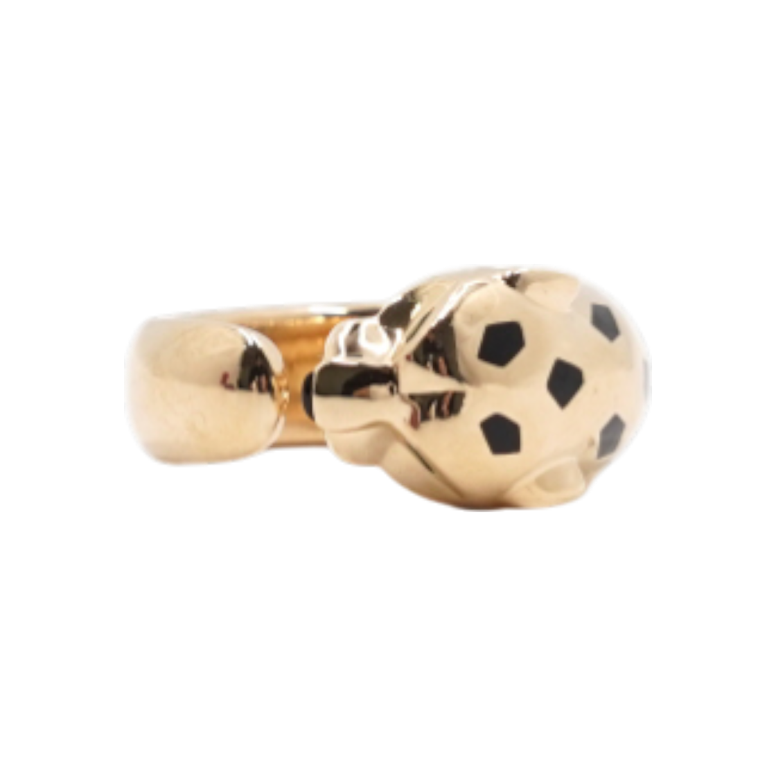 ITB7IQPQJNBF Cartier B42308 18K Yellow Gold Onyx Black Lacquer Panther de Cartier Medium Ring - Size 15, 16