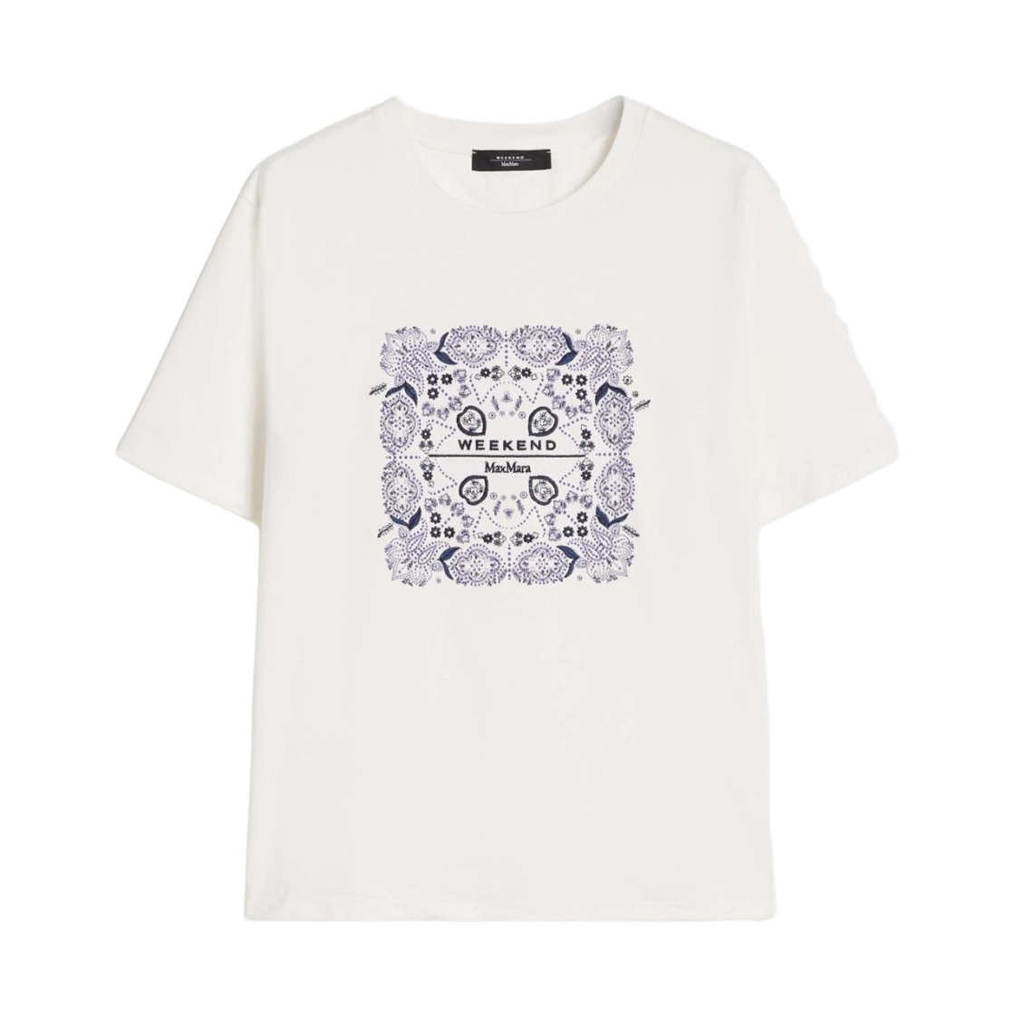 WEST-006 (W) Weekend Max Mara West Print and Embroidery Adorned Cotton T-Shirt White
