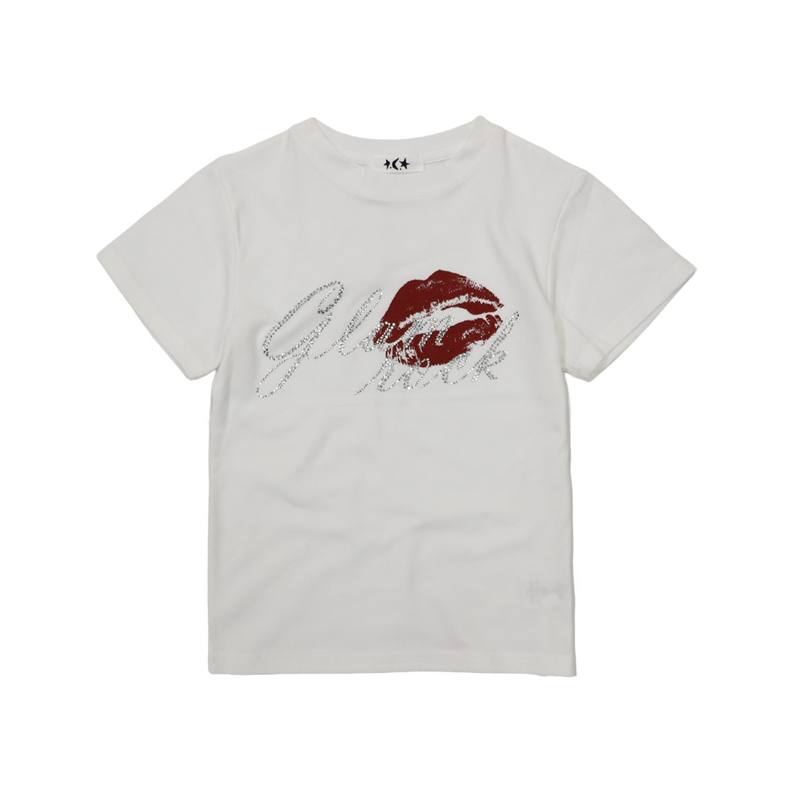 디파이클럽로버스 글램 락 핫픽스 반팔 크롭 티셔츠 아이보리(DEFYCLUBROBBERS Glam Rock Hot-Fix Crop Tshirts Ivory)