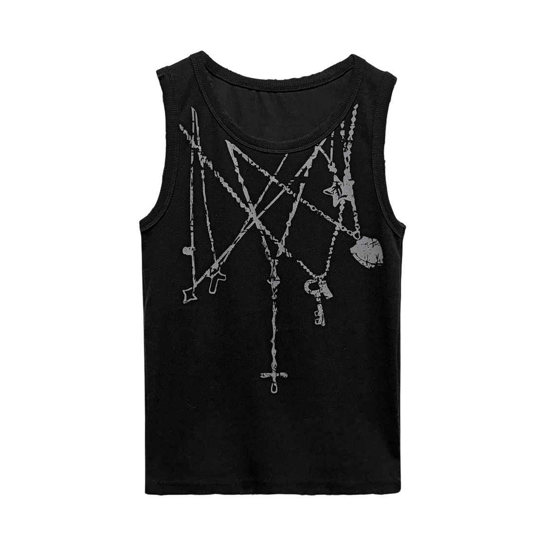랜 아카이브 0101 체인 목걸이 프린트 슬리브리스- 블랙(LAN ARCHIVE 0101 Chain Necklace Print Sleeveless - Black) - 1