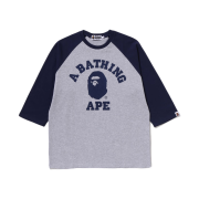 BAPE College Raglan Regular Fit L/S T-Shirt Gray