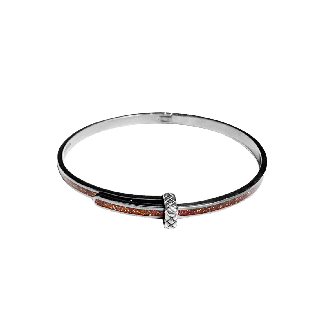 ITMGWLCJE7BV Bottega Veneta Enamel Cuff Silver Bracelet - Small Brown