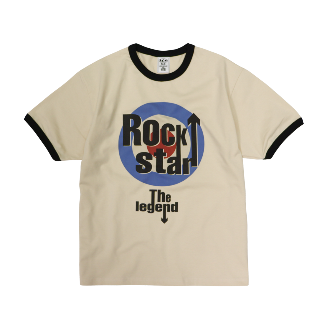 디파이클럽로버스 락스타 더 레전드 링거 티셔츠 크림(DEFYCLUBROBBERS Rock Star The Legend Ringer Tshirts Cream)
