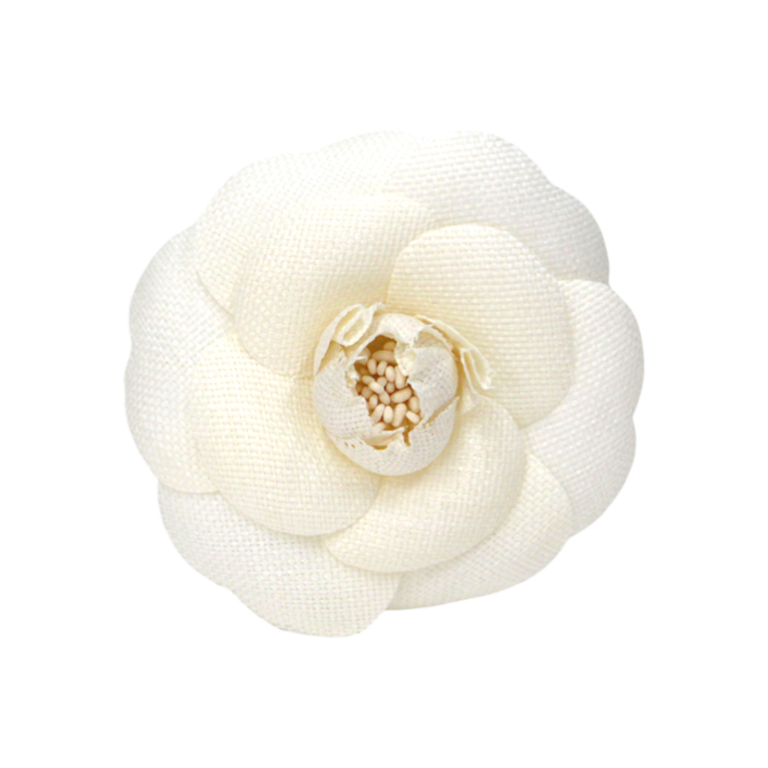 샤넬 화이트 캔버스 까멜리아 코사지 브로치 A-B46530(Chanel White Canvas Camellia Corsage Brooch A-B46530) - 1