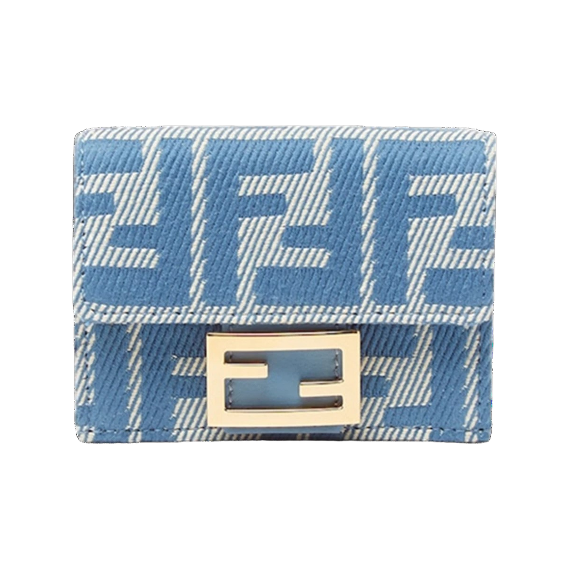8M0395 AUNJ F1SKL 25S [25% 쿠폰] Fendi Baguette Micro Trifold FF Jacquard Denim Wallet Blue