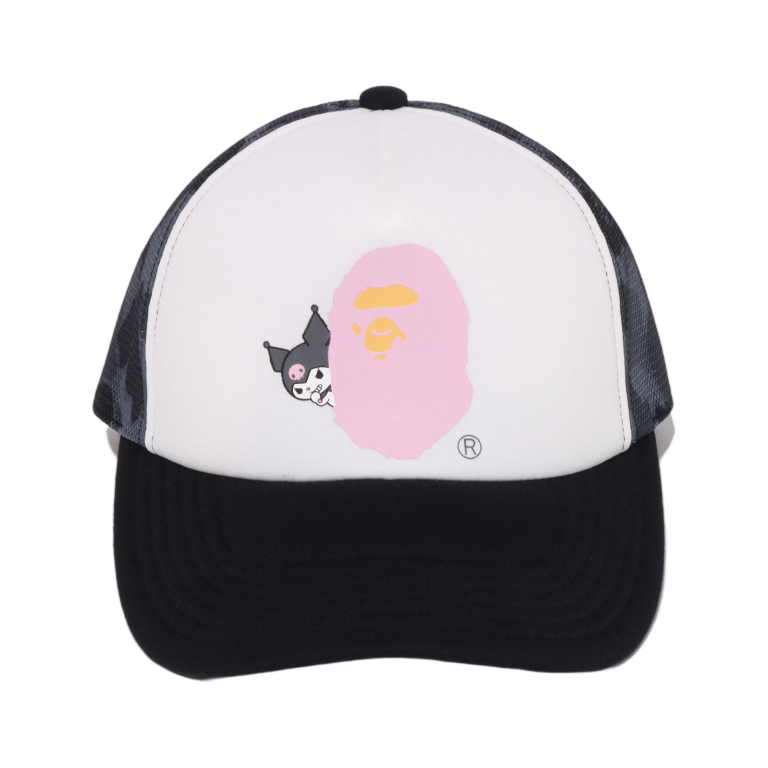 (W) 베이프 x 산리오 캐릭터즈 ABC 카모 메쉬 캡 블랙((W) BAPE x Sanrio Characters ABC Camo Mesh Cap Black) - 2