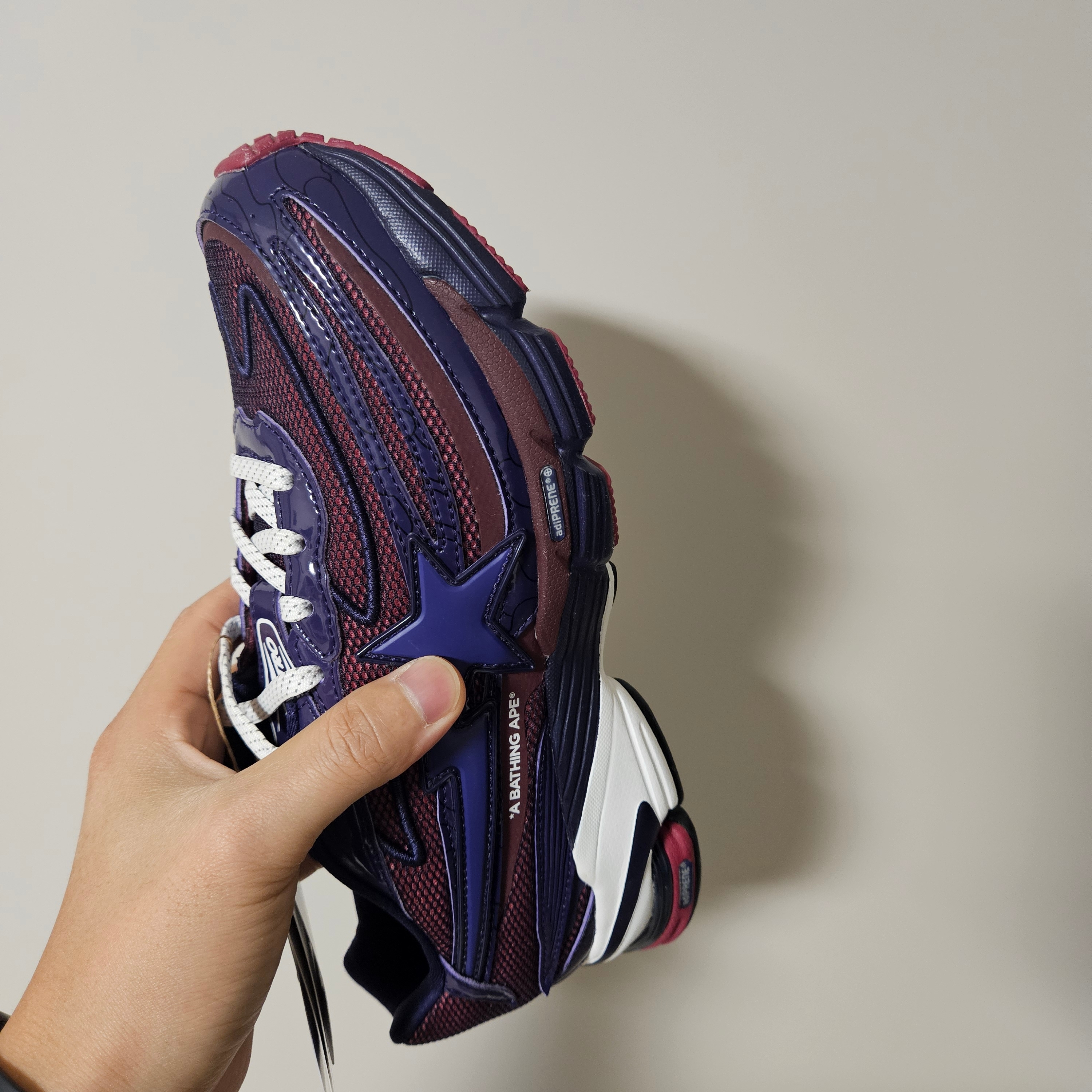 Adidas x BAPE Orketro Dark Purple Cloud White 착용 스타일