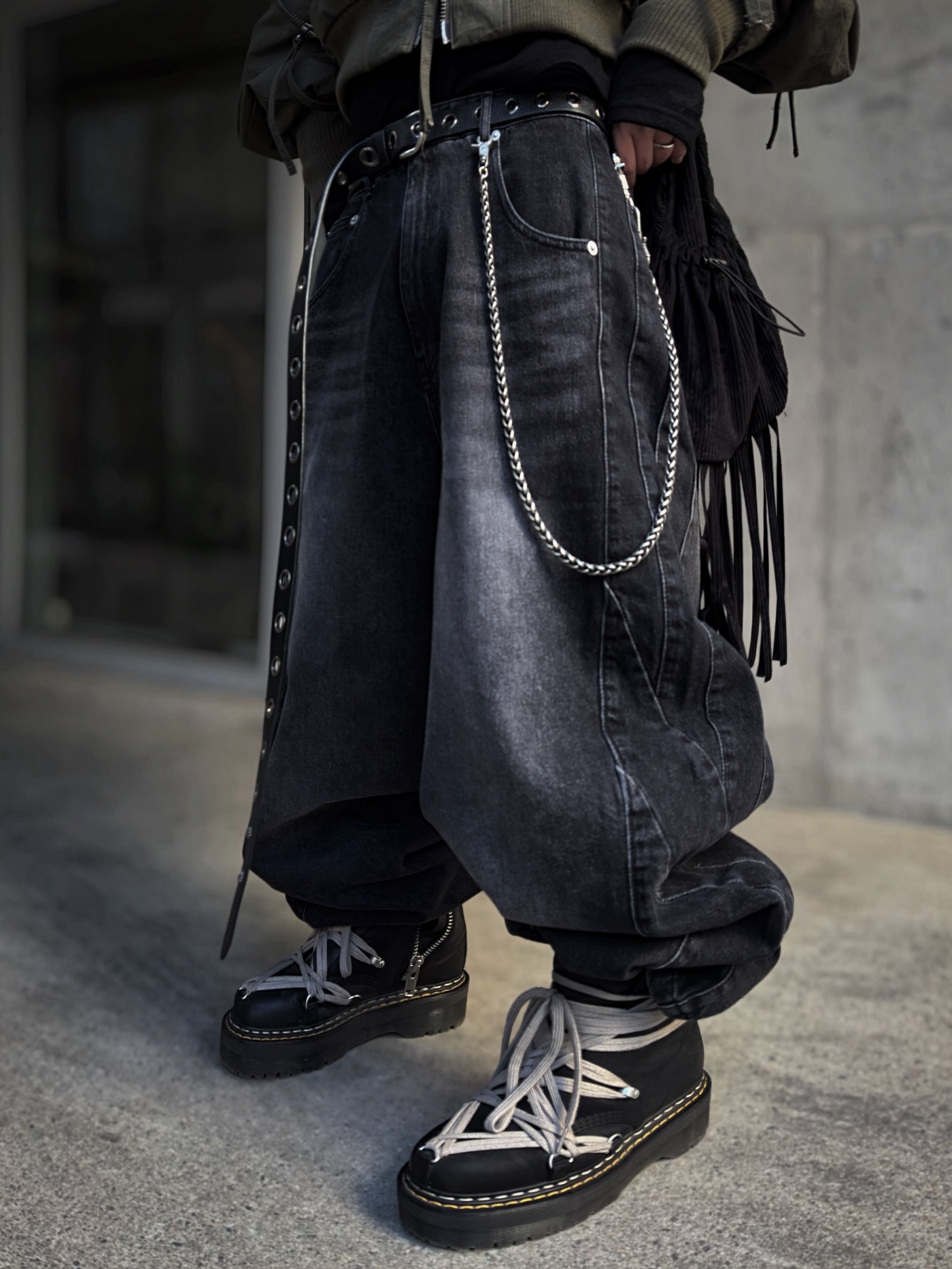 Civision by CSC Japanese Paneled Denim Pants 착용 스타일 - 3