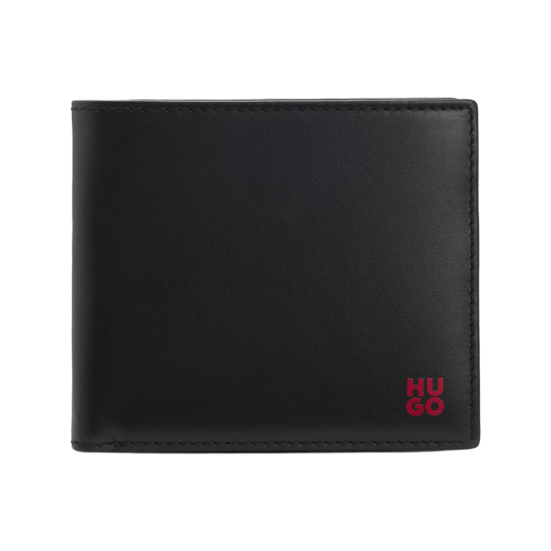 50546129-001 Hugo Boss Leather Wallet with Red Stacked Logo Black