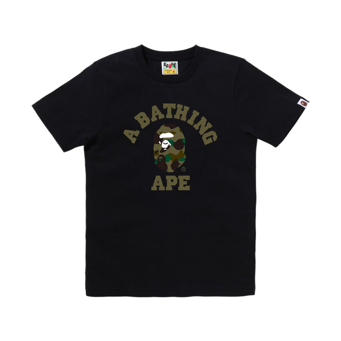 (W) 베이프 퍼스트 카모 컬리지 티셔츠 블랙 그린((W) BAPE 1st Camo College T-Shirt Black Green) - 1