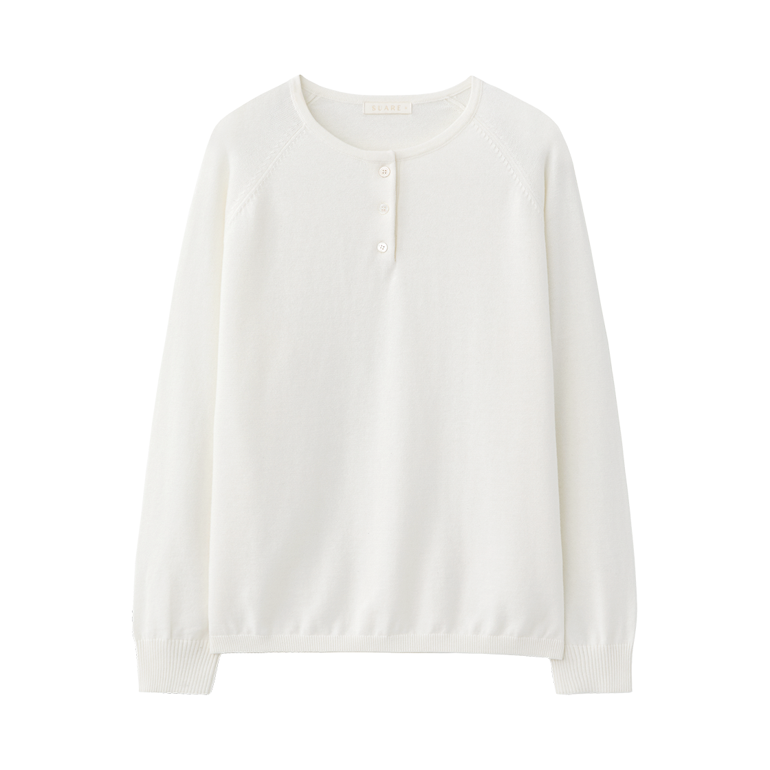 (W) 수아레 우먼 코튼 캐시 헨리넥 슬리브 니트 아이보리((W) Suare Women Cotton Cash Henley Neck Sleeve Knit Ivory) - 1