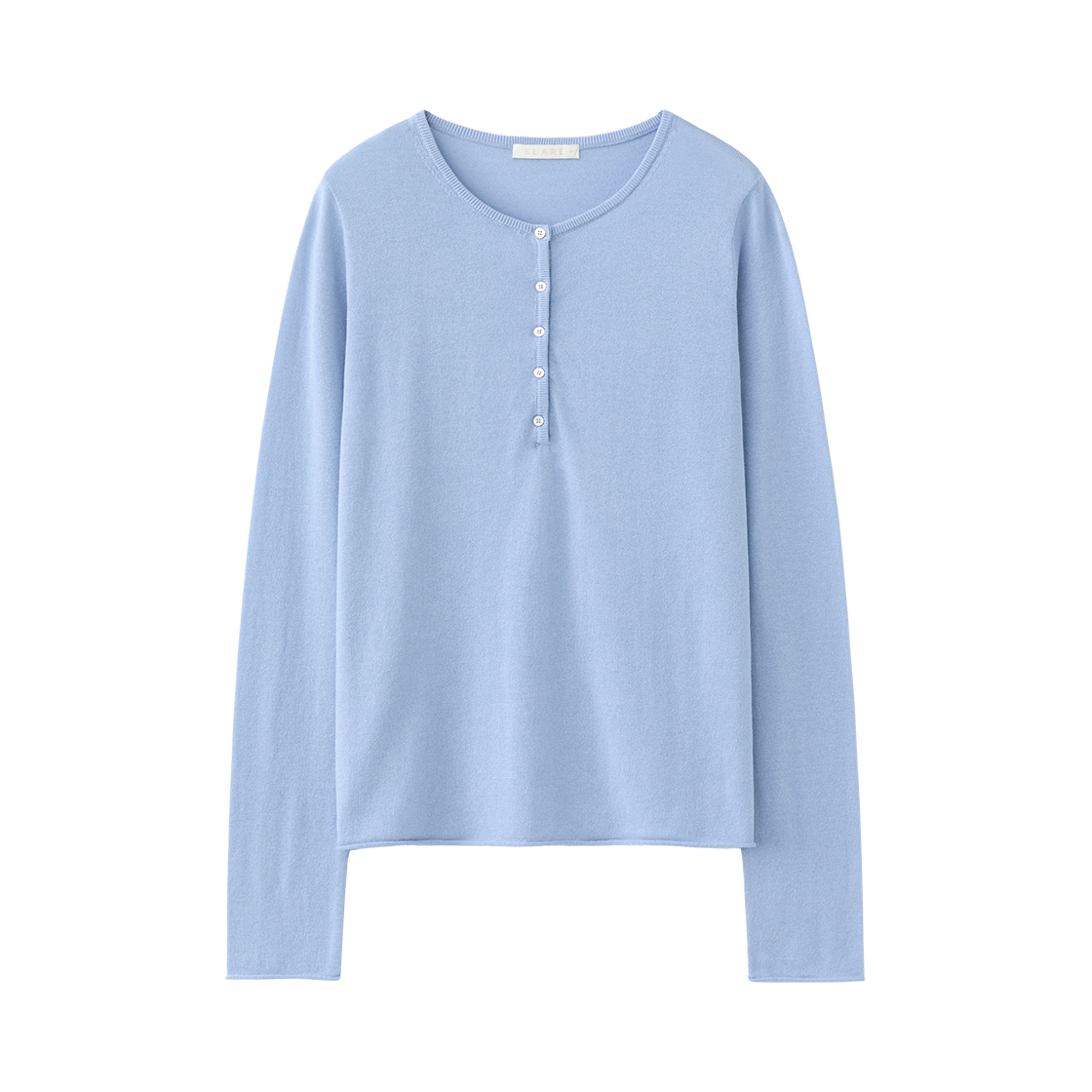 SBF1KN02WSA (W) Suare Woman Cotton Modal Henley Neck Sleeve Knit Sky Blue