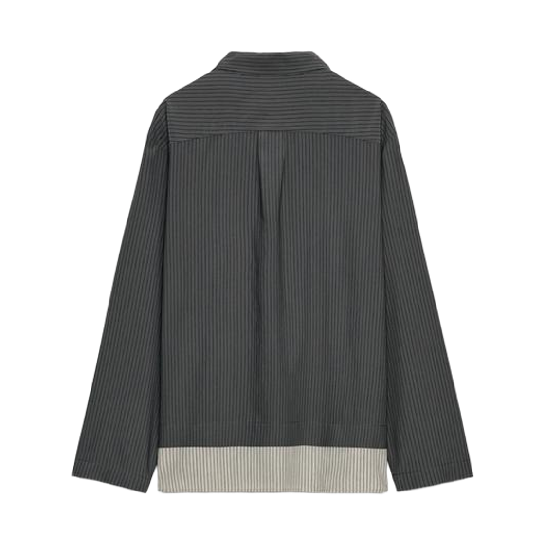 (W) 자라 콤비 스트라이프 비스코스 블렌드 셔츠 다크 앤트러사이트 그레이((W) Zara Combi Striped Viscose Blend Shirt Dark Anthracite Grey) - 2