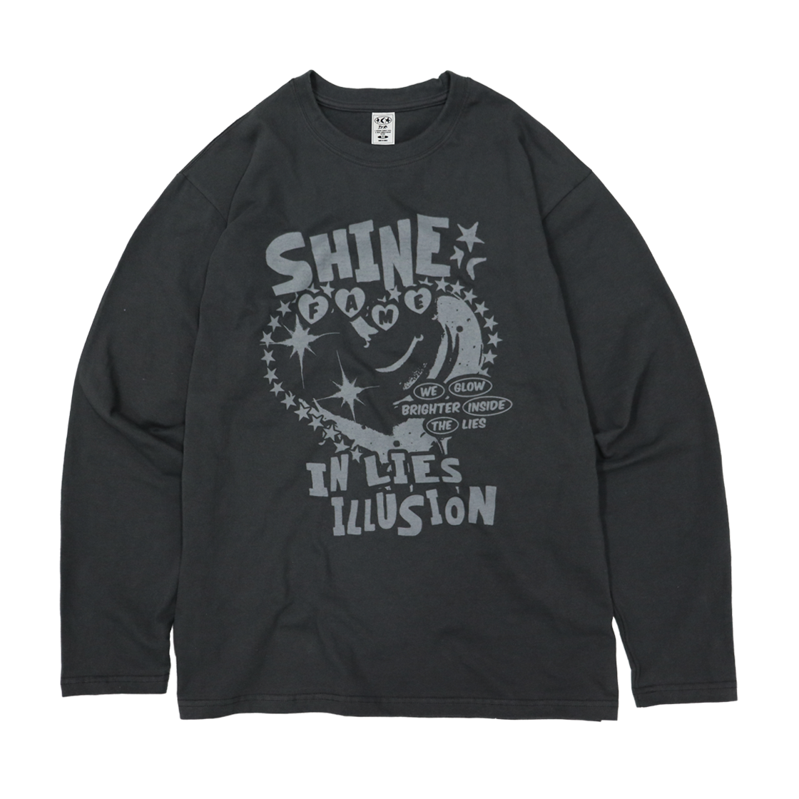 디파이클럽로버스 샤인 인 라이즈 일루젼 롱슬리브 차콜(DEFYCLUBROBBERS Shine In Lies Illusion LS Charcoal)