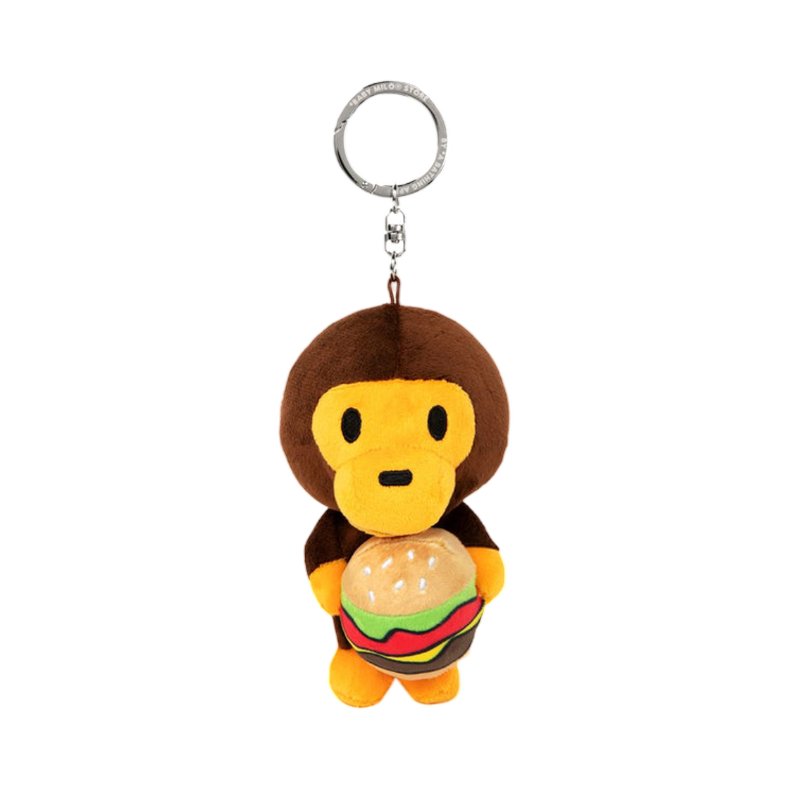 베이프 베이비 마일로 햄버거 플러시 인형 키체인 12cm 브라운(BAPE Baby Milo Hamburger Plush Doll Keychain 12cm Brown)