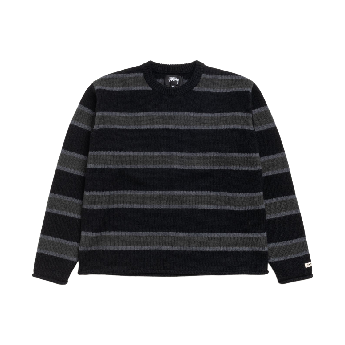117283 Stussy Striped Wool Sweater Black