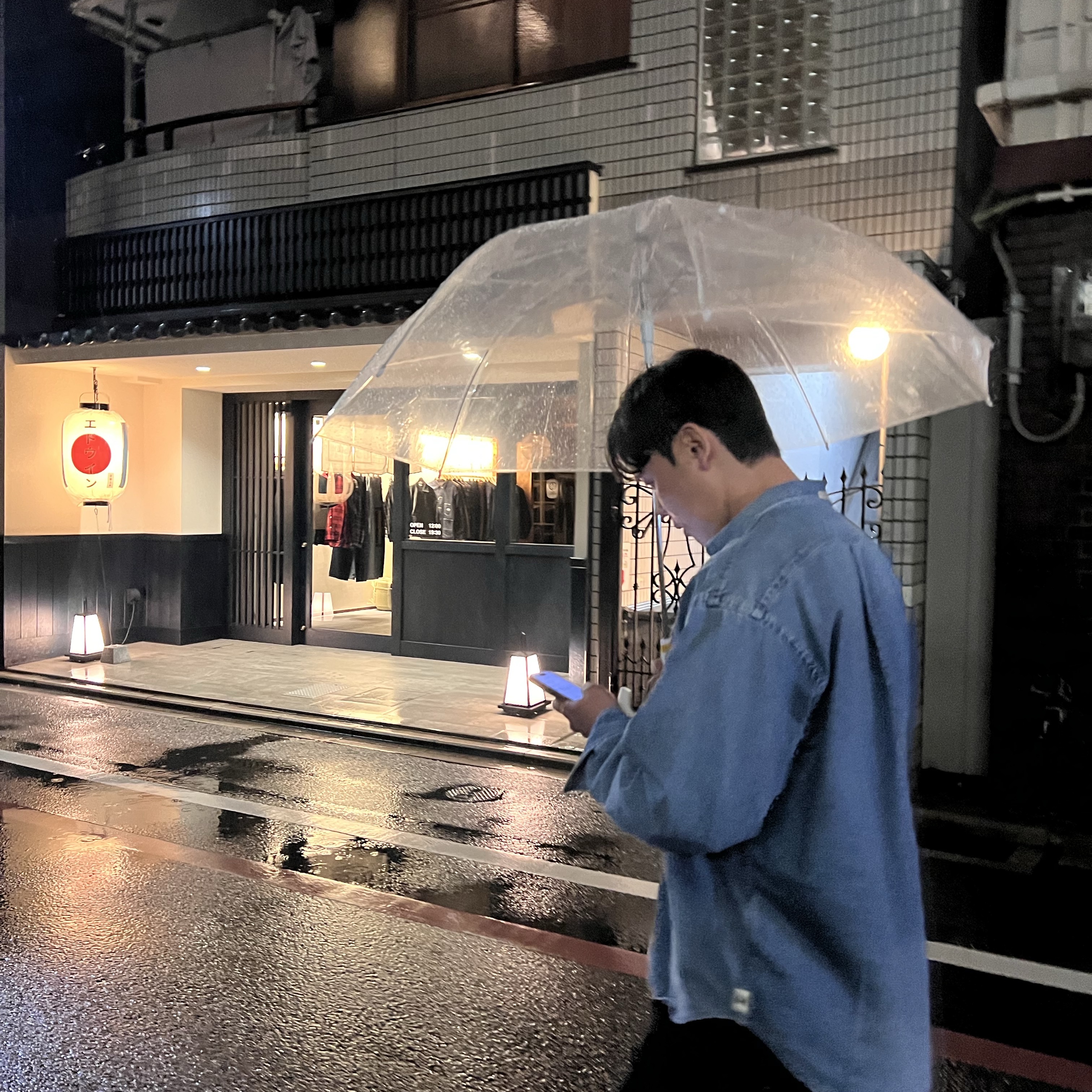 Heritage Floss Crest Vintage Washed Denim Shirt Indigo 착용 스타일