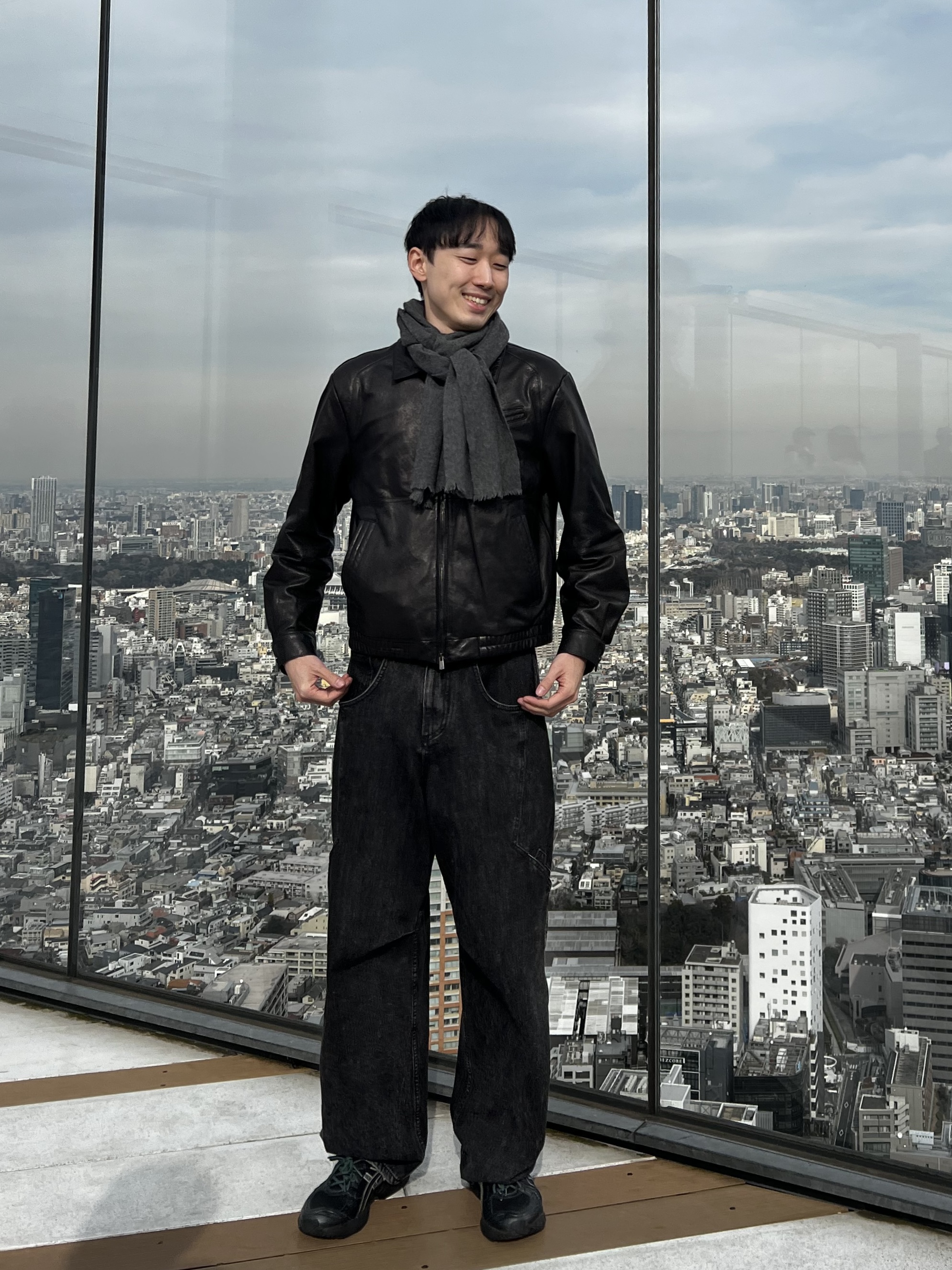 noun Side Line Cargo Denim Pants Black 착용 스타일 - 2