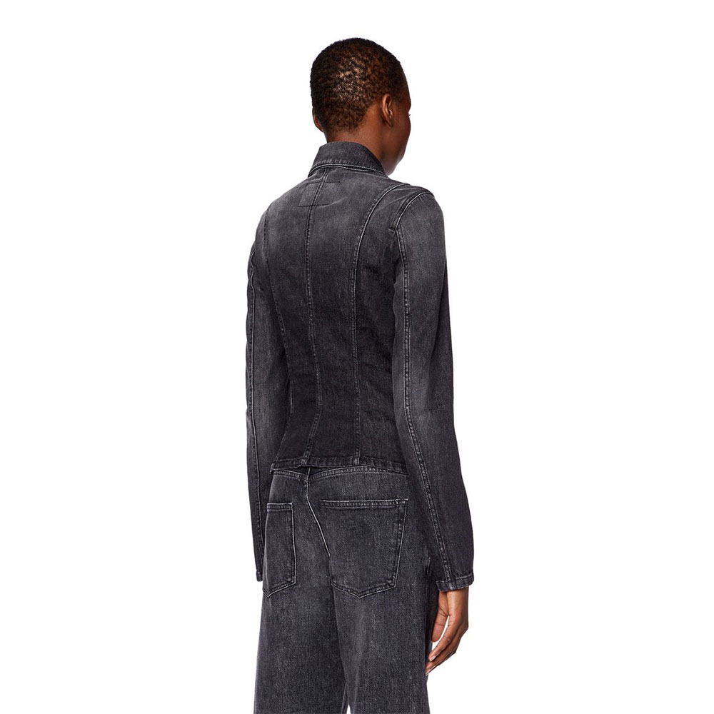 (W) Diesel De-Milly-S Zip Up Denim Jacket Dark Grey 착용 스타일 - 3