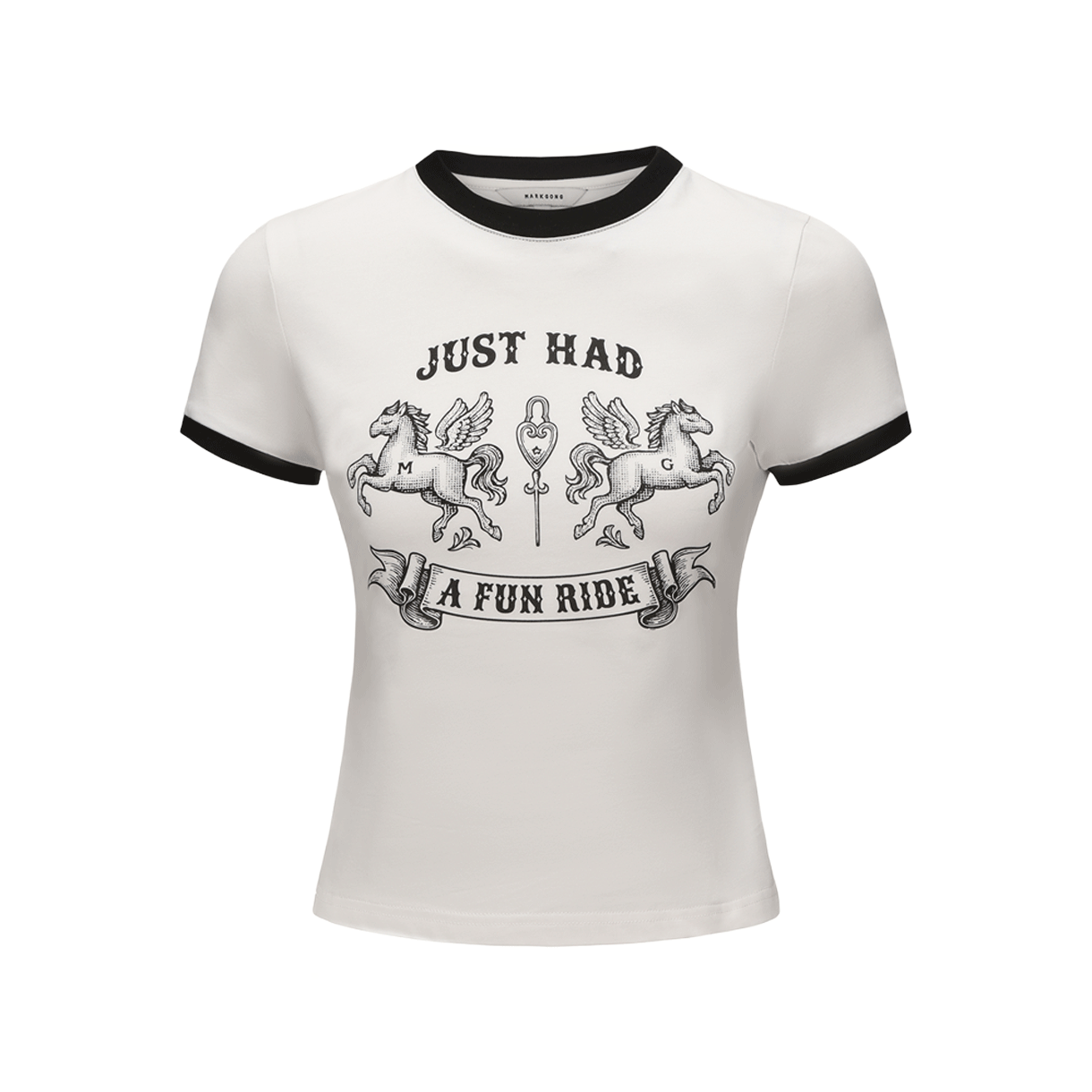 마크공 우먼 펀 라이드 프린티드 티셔츠 화이트 - 26SS(Markgong Women Fun Ride Printed T-Shirt White - 26SS)