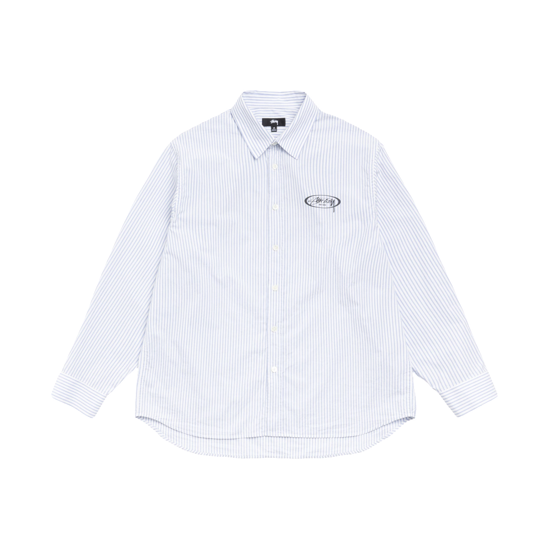 스투시 스탠다드 로고 셔츠 블루 스트라이프