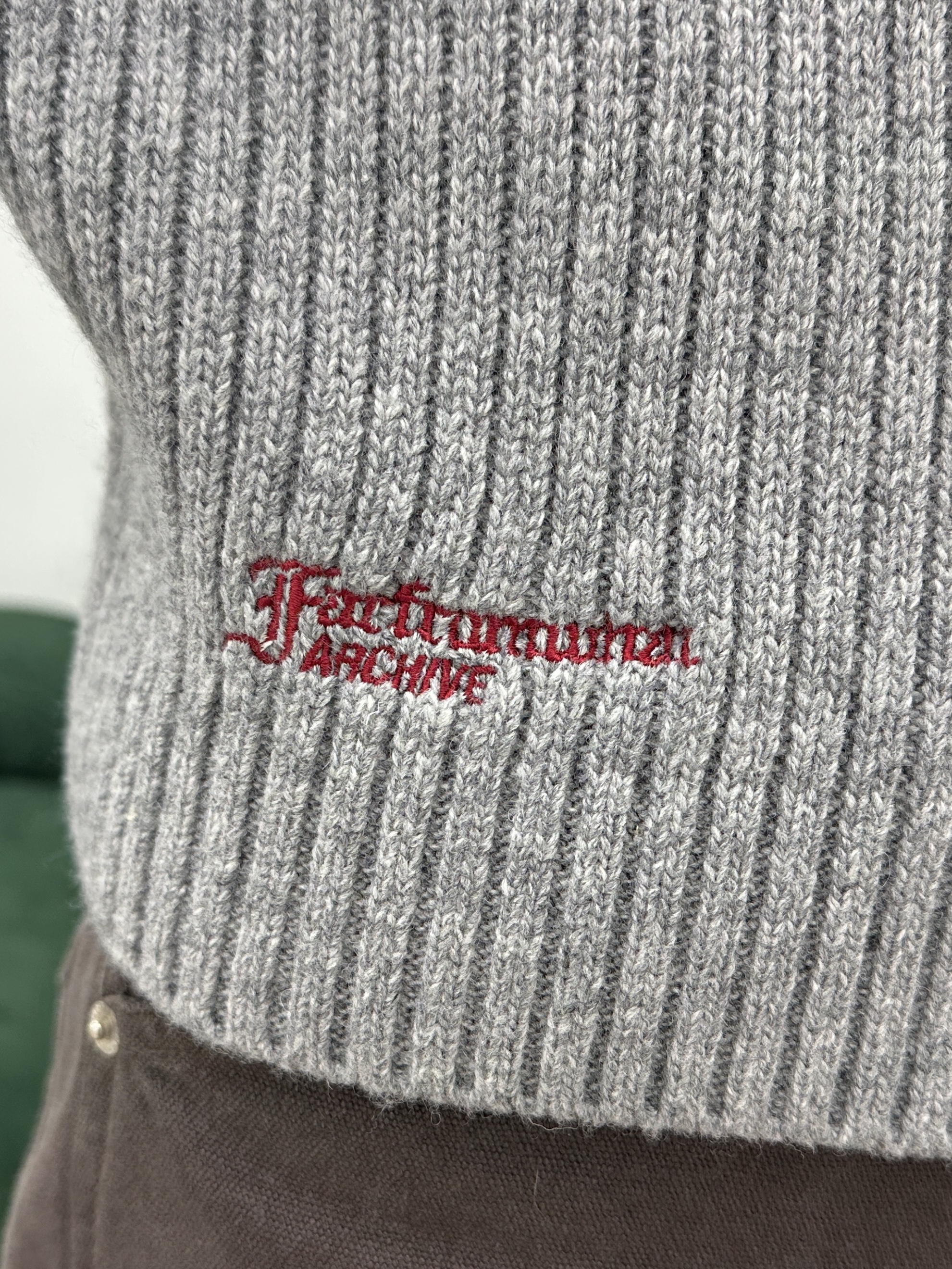 Farfromwhat Far High Neck Rib Knit Zip-Up_Gray, Farfromwhat Far Aged Brown Carpenter Pants 착용 스타일 - 5