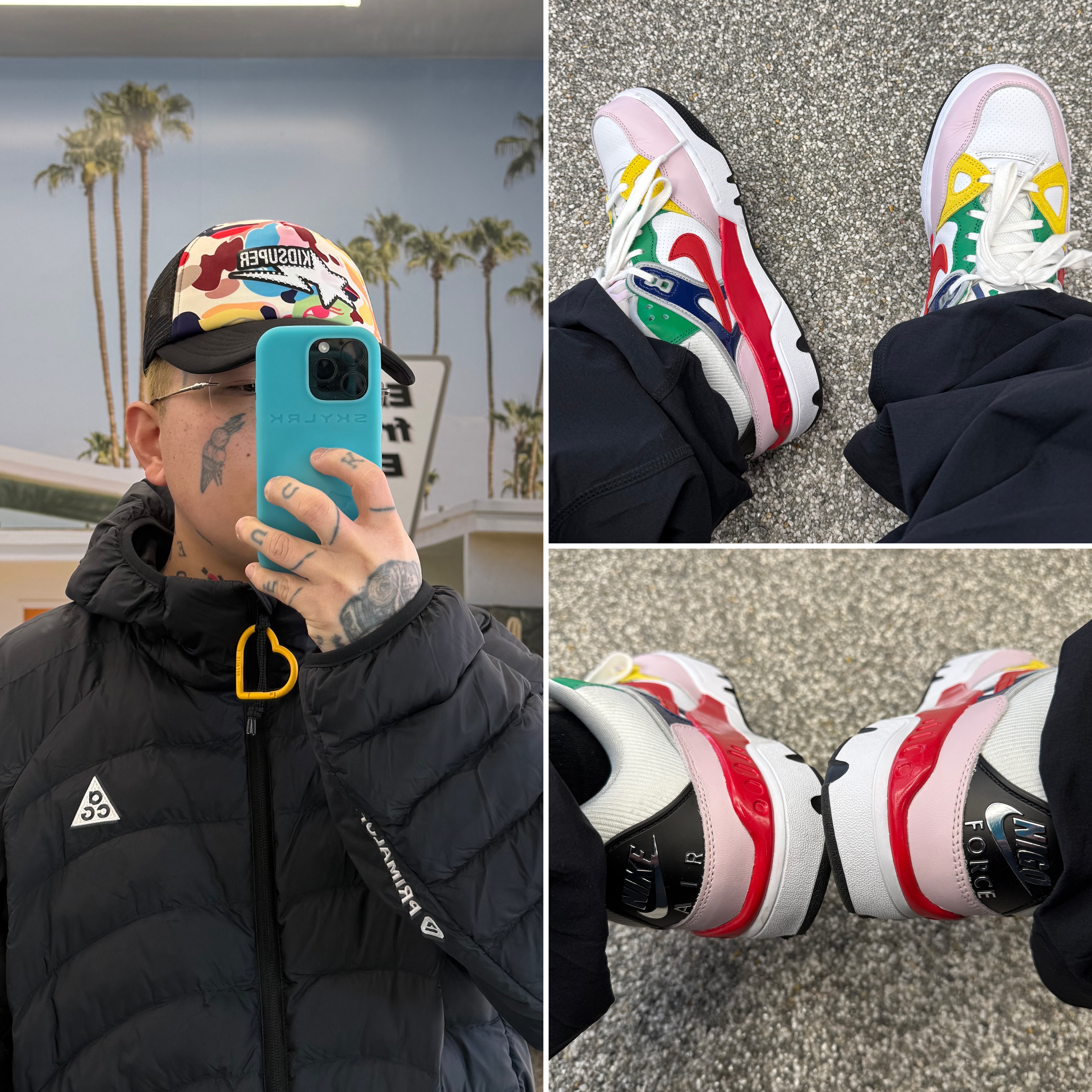 Nike Tech Woven Pants (IM7259-010), Nike x Nigo Air Force 3 Low SP Blue Void and Tour Yellow 착용 스타일 - 2