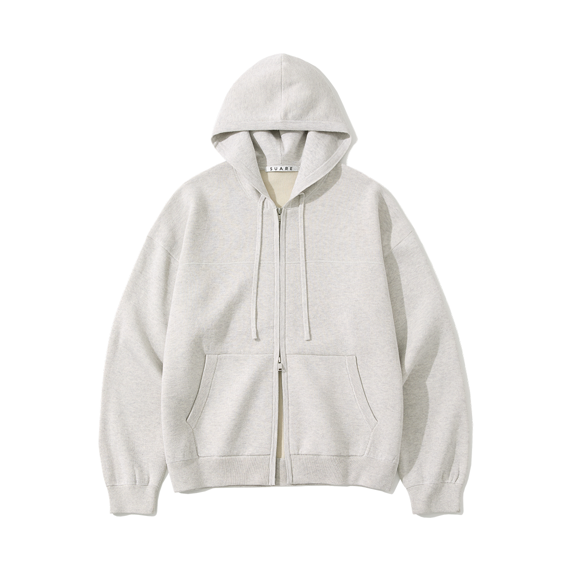 SBF1KH02MOT (W) Suare Woman Daily Knitted Hood Zip-Up Oatmeal